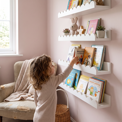 Scalloped Wooden Nursery Shelf | Family Favourite