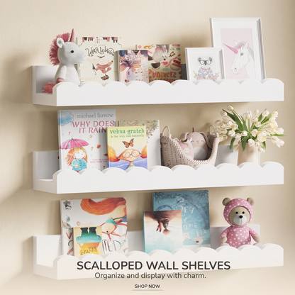 Scalloped Wooden Nursery Shelf | Family Favourite