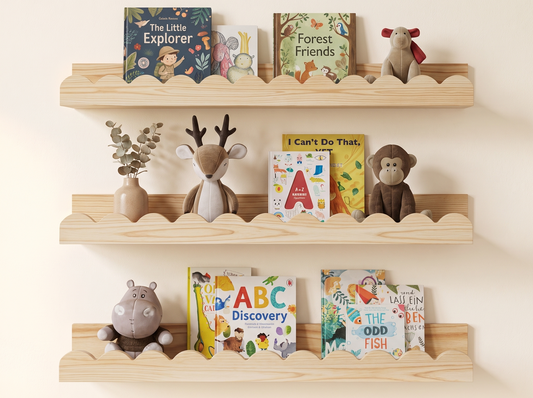 Scalloped Wooden Nursery Shelf | Family Favourite