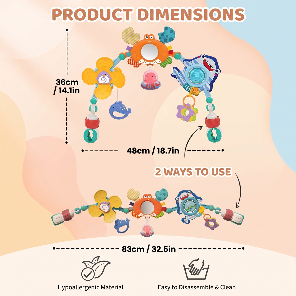 Interactive Baby Pram Activity Arch with Hanging Toys