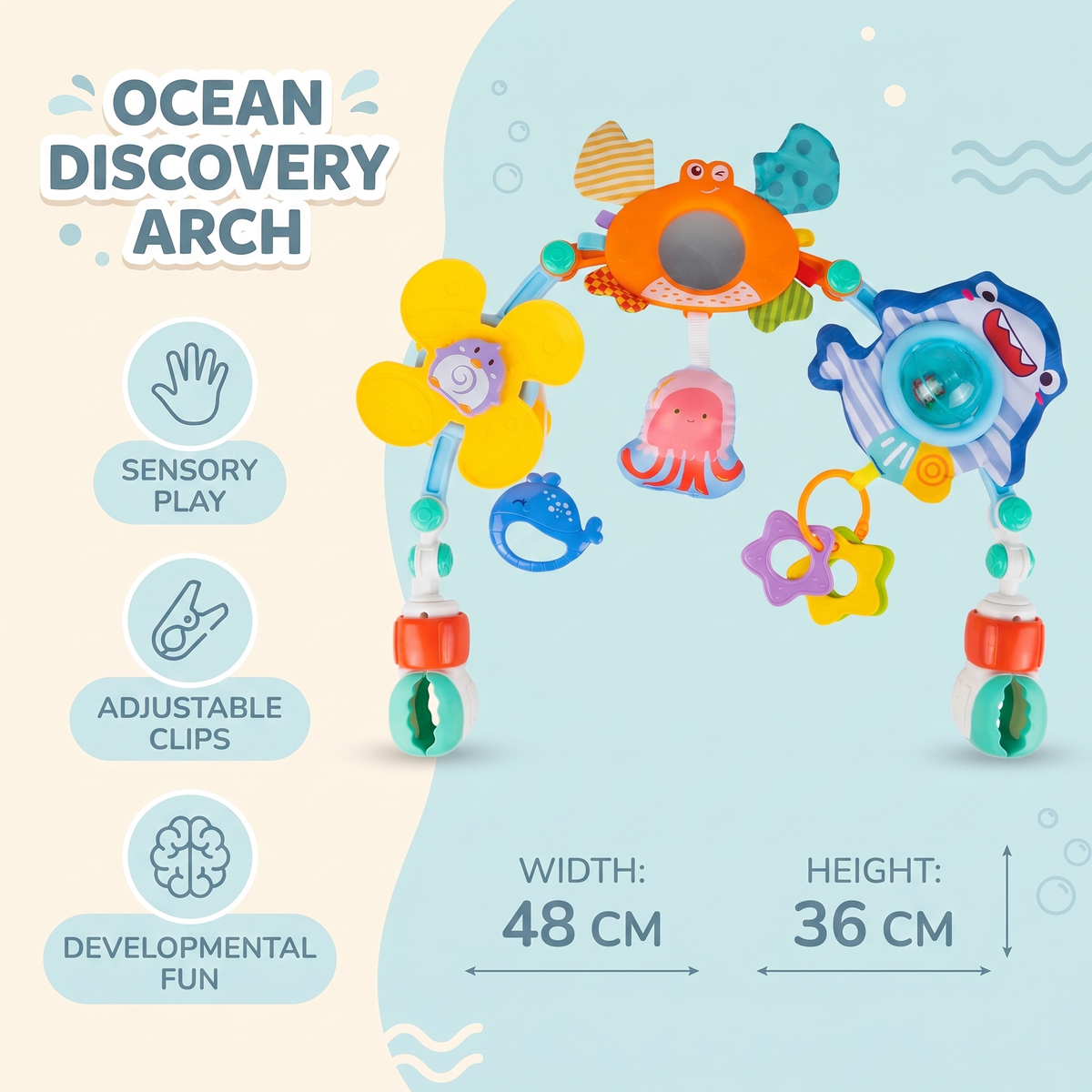 Interactive Baby Pram Activity Arch with Hanging Toys