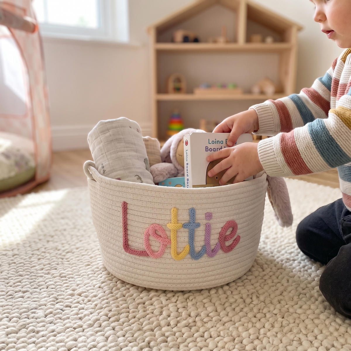 Custom Personalised Knitted Nursery Storage Basket