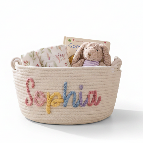 Custom Personalised Knitted Nursery Storage Basket