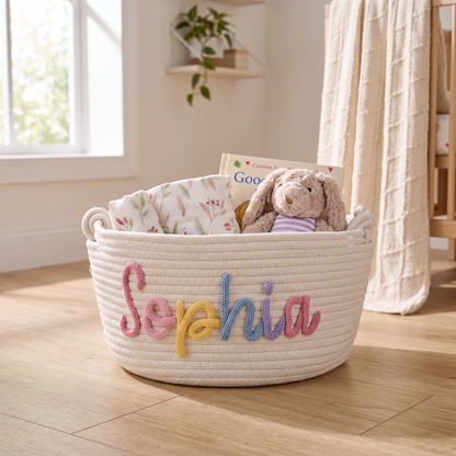 Custom Personalised Knitted Nursery Storage Basket