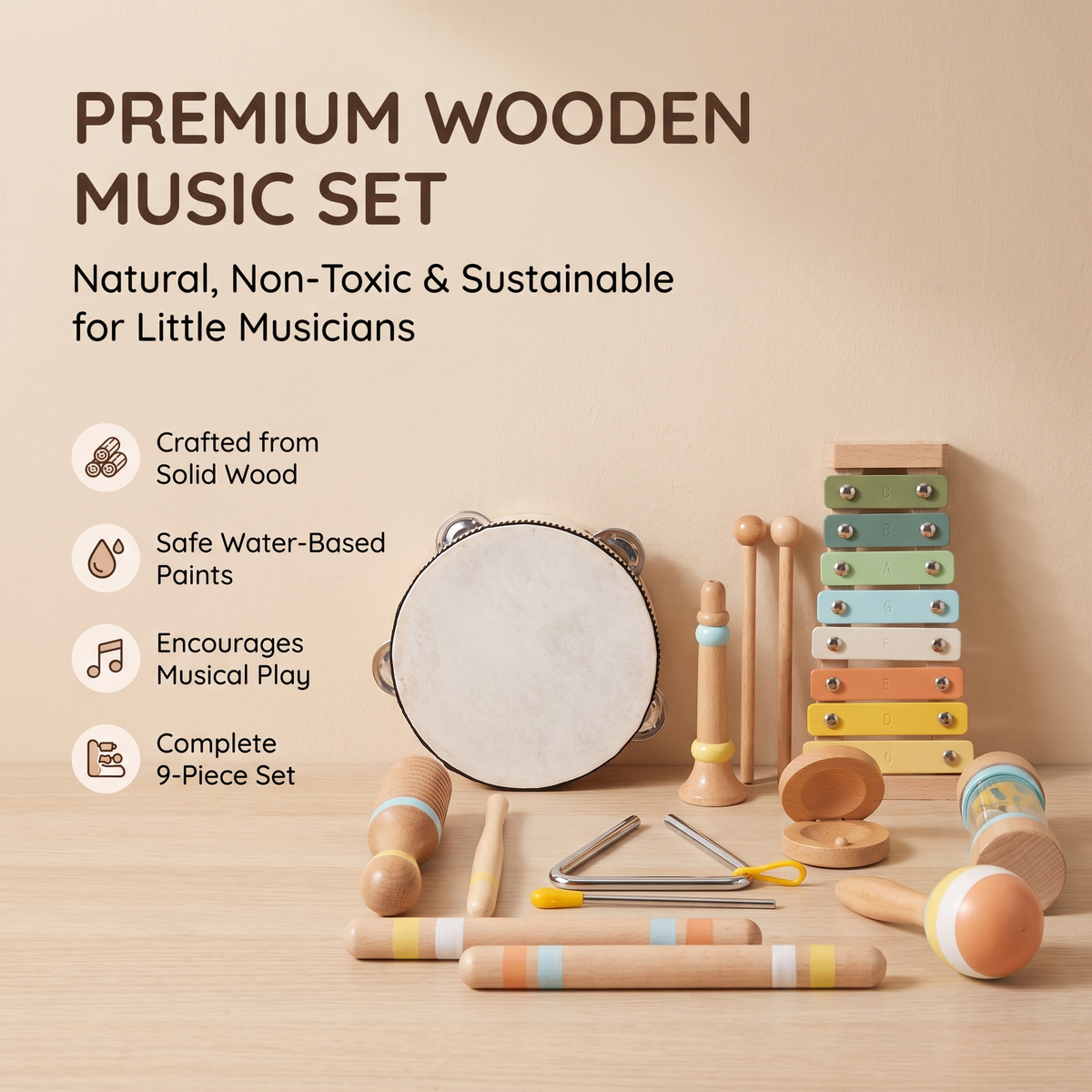 Wooden Musical Instrument Set – Kids