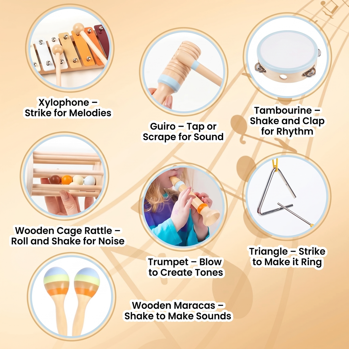 Wooden Musical Instrument Set – Kids