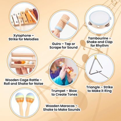 Wooden Musical Instrument Set – Kids