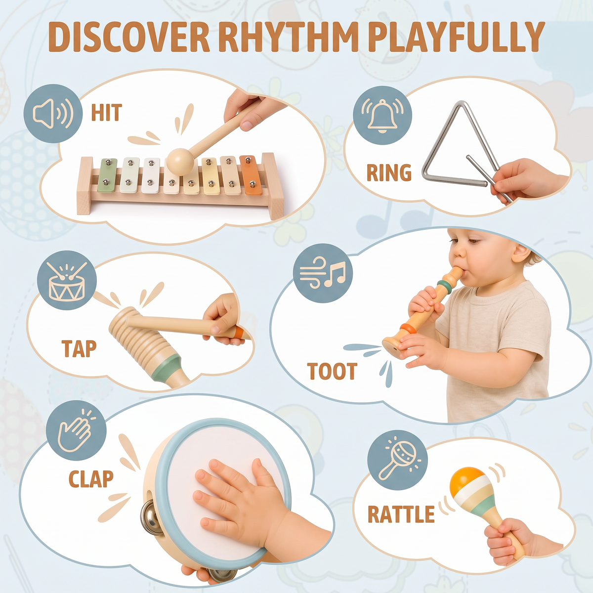Wooden Musical Instrument Set – Kids