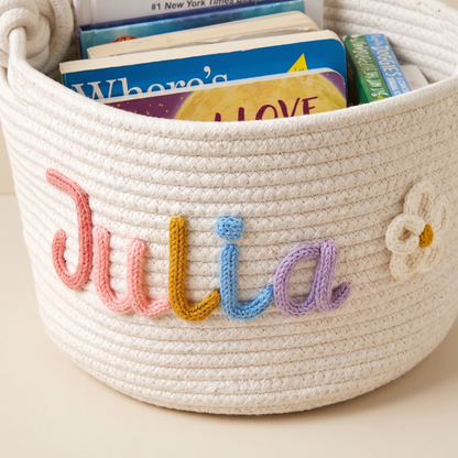 Custom Personalised Knitted Nursery Storage Basket