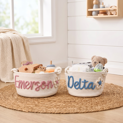 Custom Personalised Knitted Nursery Storage Basket
