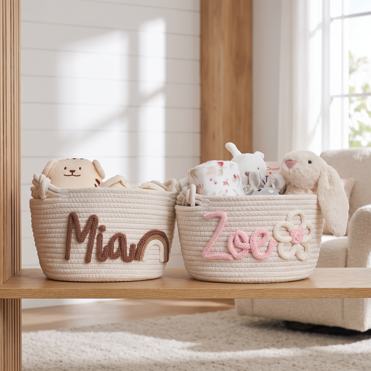 Custom Personalised Knitted Nursery Storage Basket