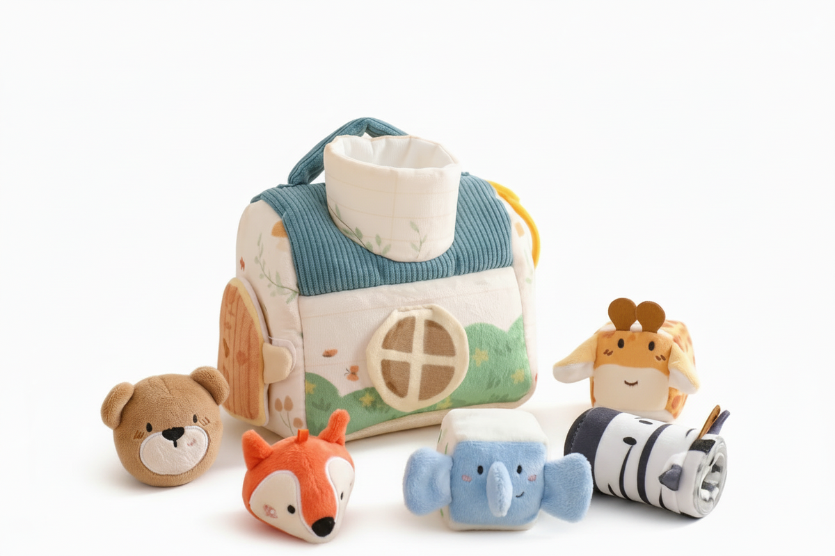 Plush Animal Friends Sensory House & 5 Animals