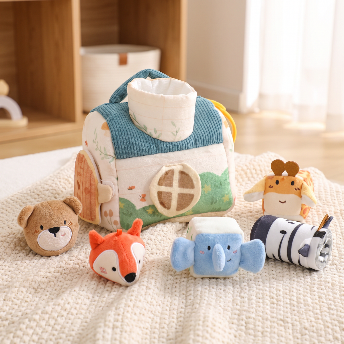 Plush Animal Friends Sensory House & 5 Animals