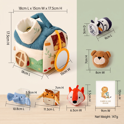 Plush Animal Friends Sensory House & 5 Animals