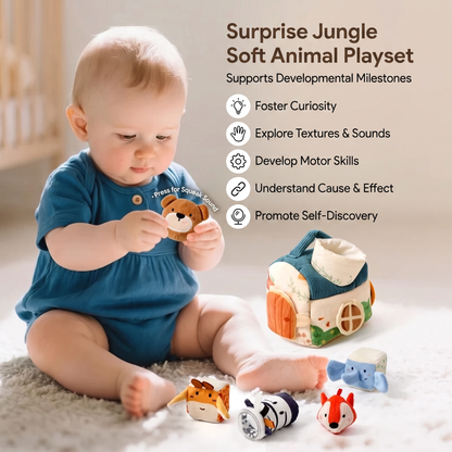 Plush Animal Friends Sensory House & 5 Animals