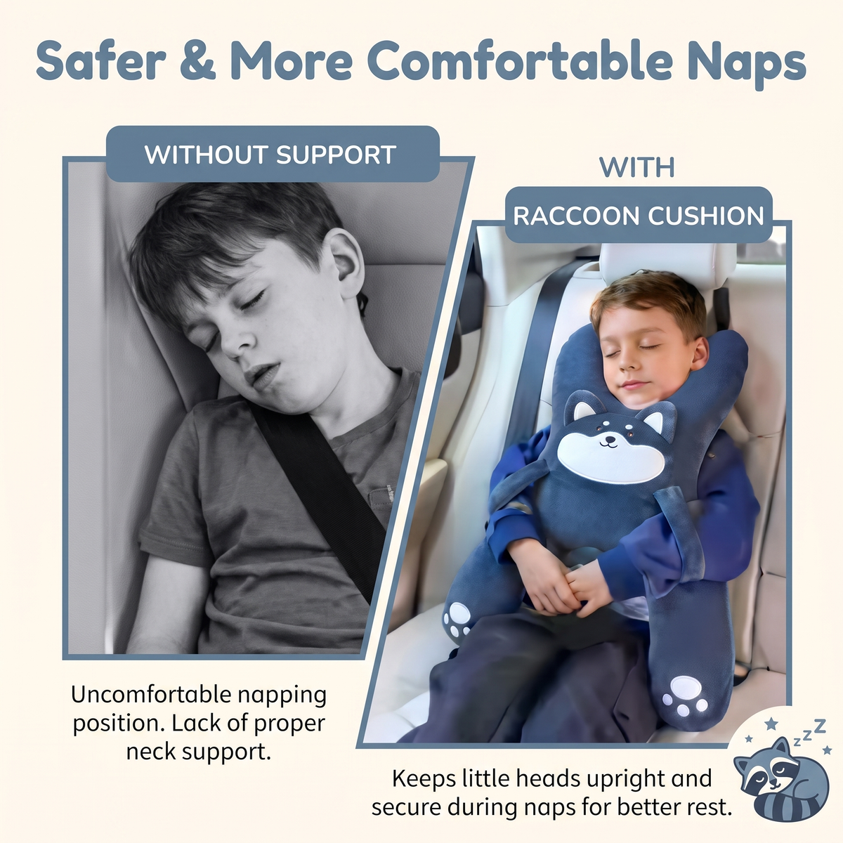 Children's Car Seat Head Support Pillow for Kids