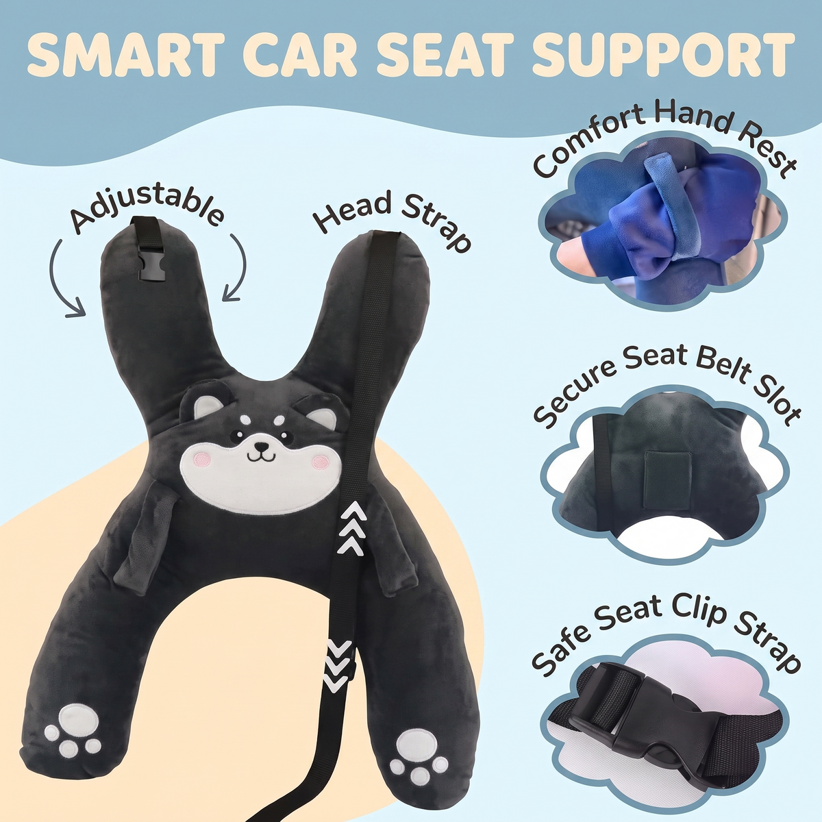 Children's Car Seat Head Support Pillow for Kids