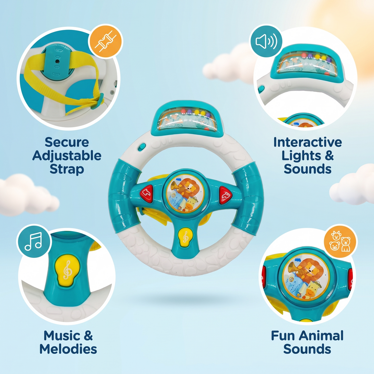 Interactive Pushchair Steering Wheel Toy for Kids