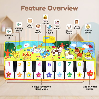 Interactive Interactive Farm Animal Piano Play Mat for Kids