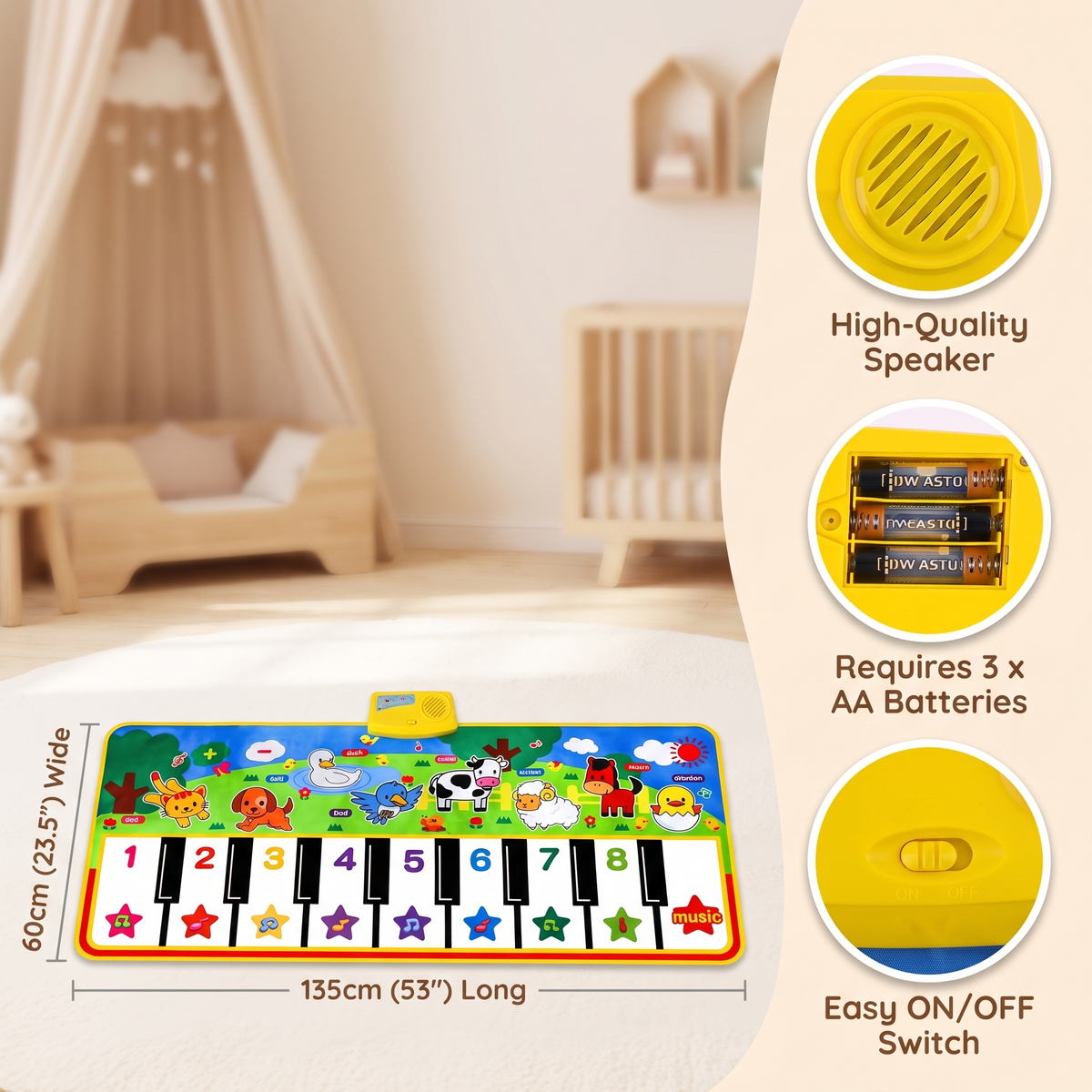 Interactive Interactive Farm Animal Piano Play Mat for Kids