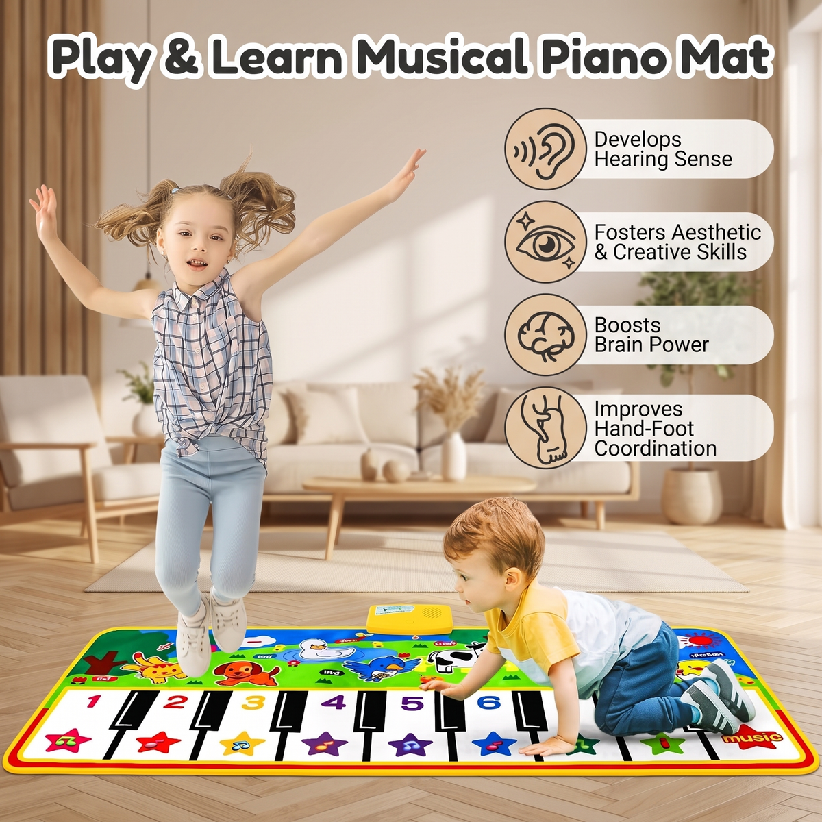 Interactive Interactive Farm Animal Piano Play Mat for Kids