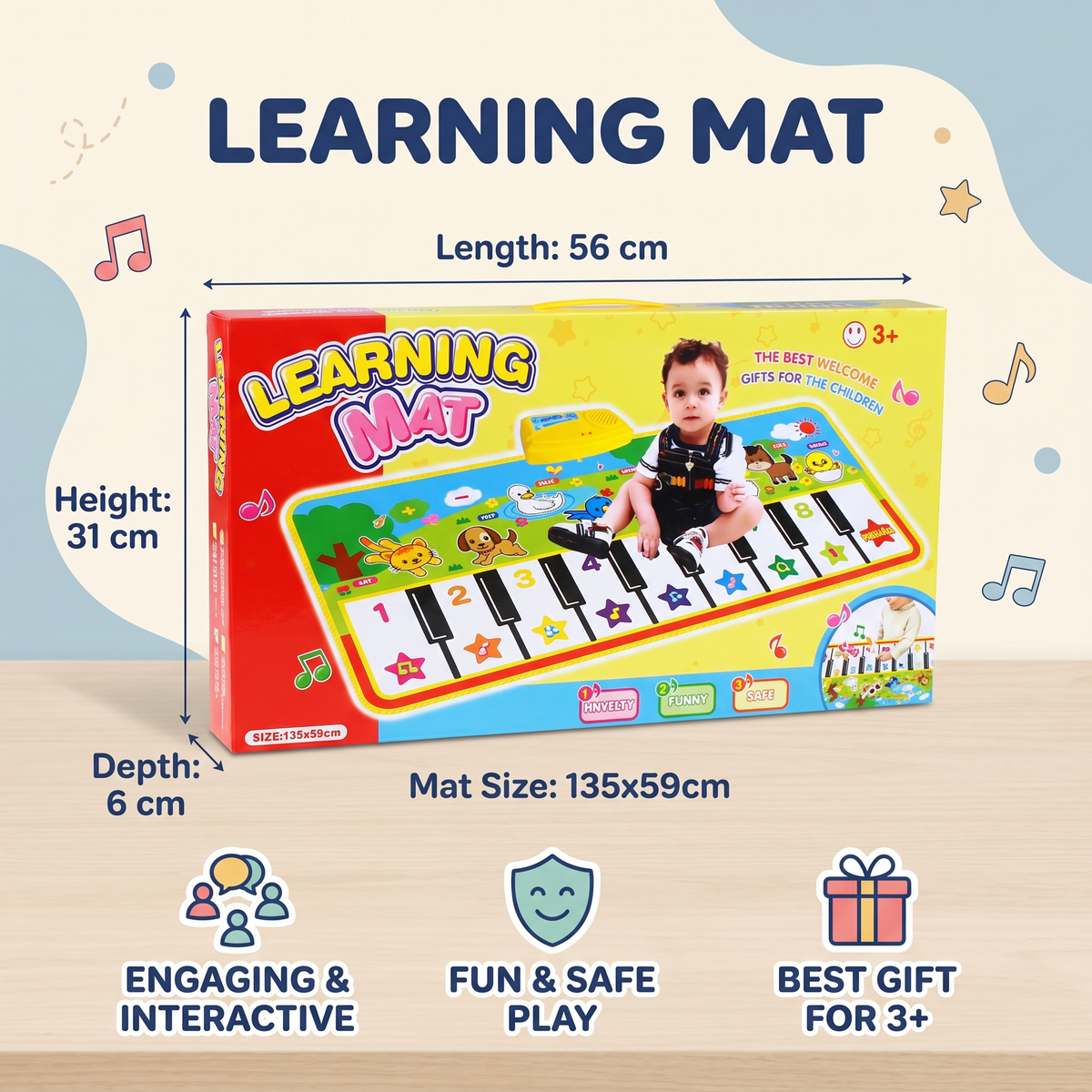 Interactive Interactive Farm Animal Piano Play Mat for Kids