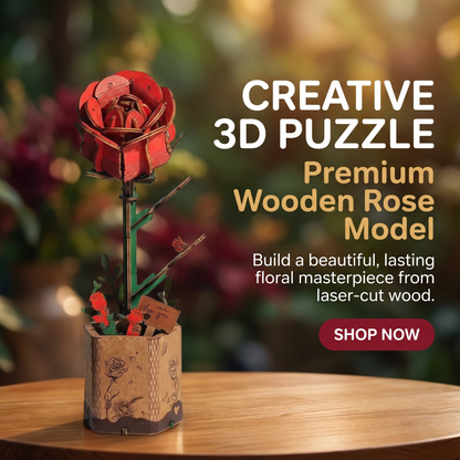 Interactive 3D Wooden Flower & Plant Puzzle Building Kit