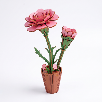 Interactive 3D Wooden Flower & Plant Puzzle Building Kit