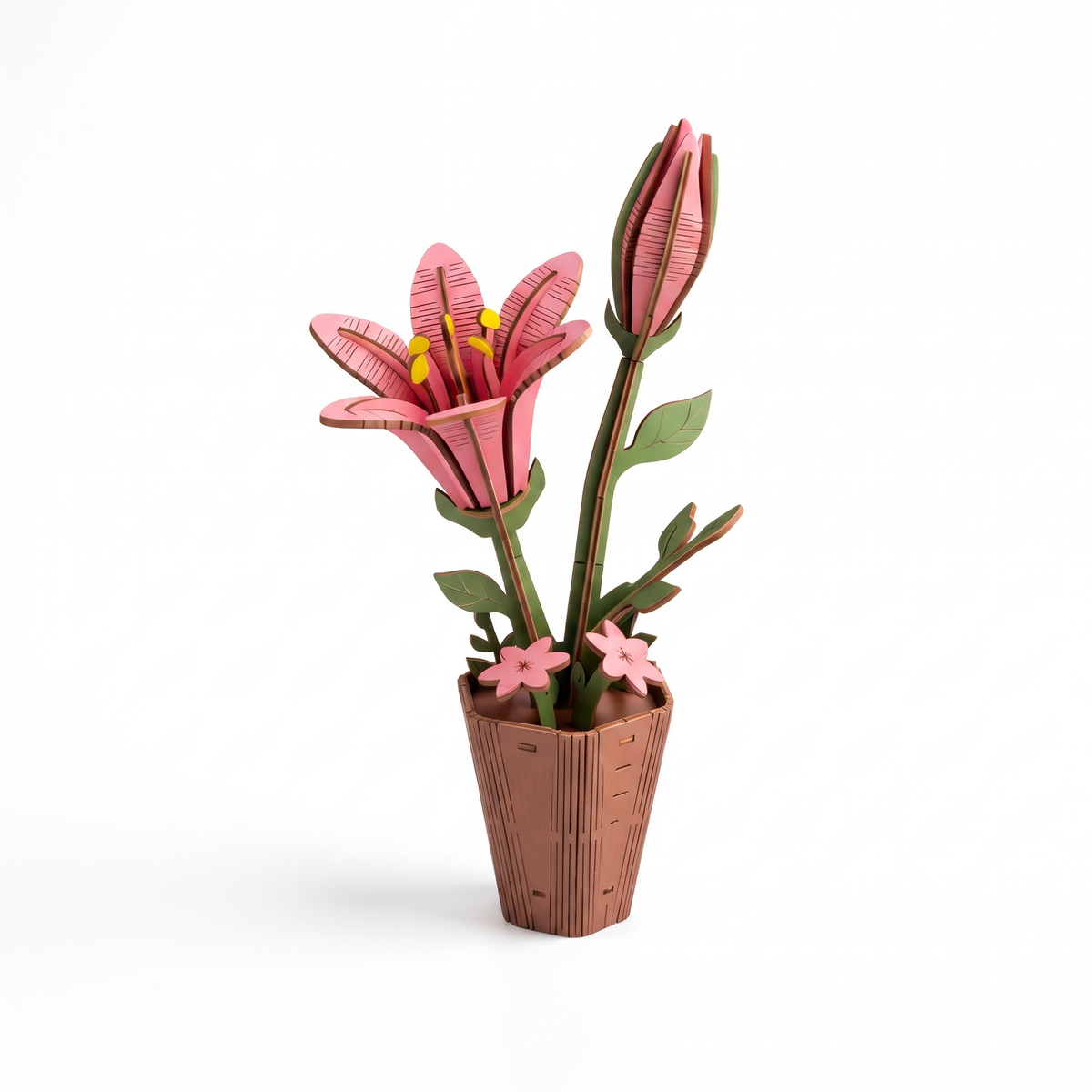 Interactive 3D Wooden Flower & Plant Puzzle Building Kit