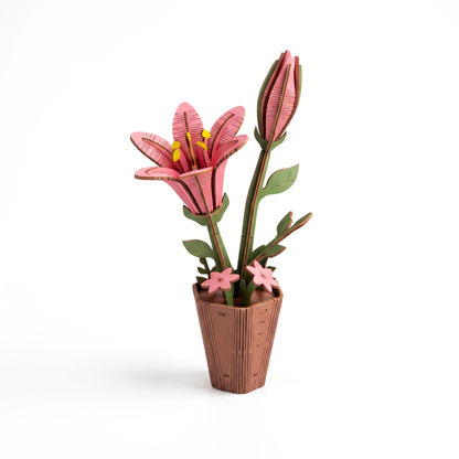 Interactive 3D Wooden Flower & Plant Puzzle Building Kit