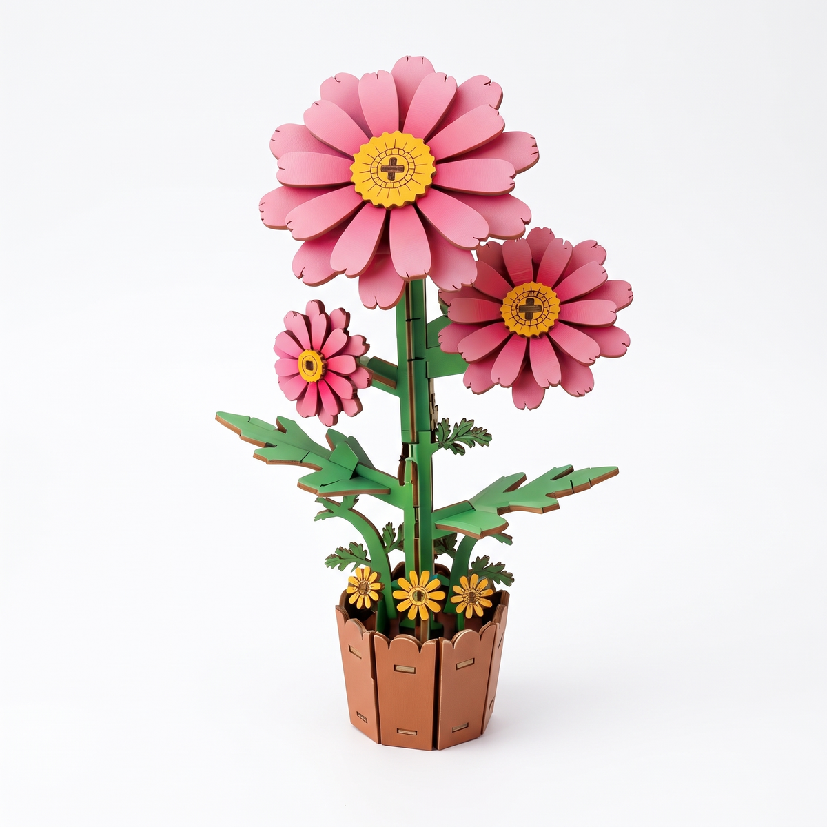 Interactive 3D Wooden Flower & Plant Puzzle Building Kit