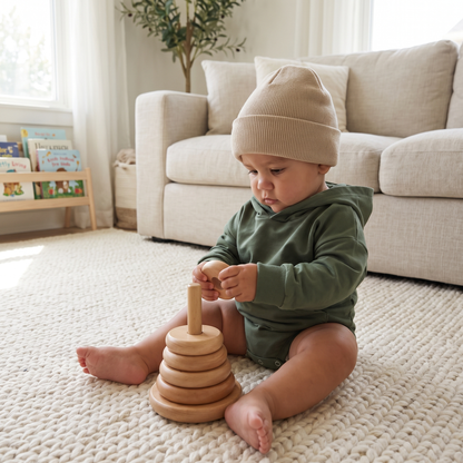 Comfortable Cosy Hooded Baby Romper with Front Pocket
