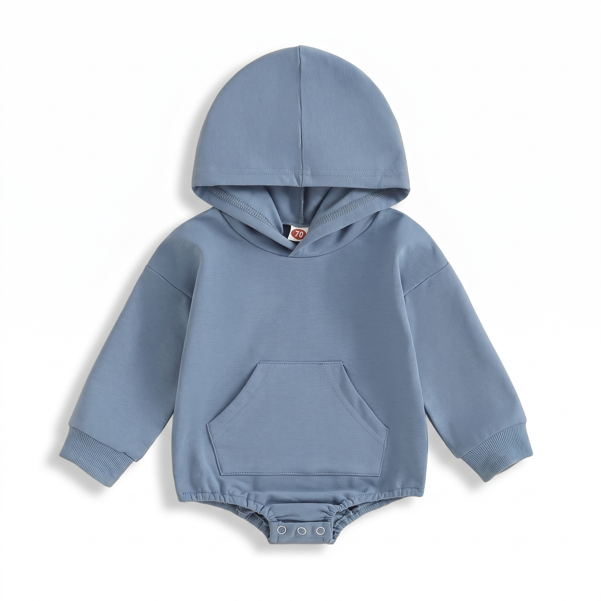 Comfortable Cosy Hooded Baby Romper with Front Pocket