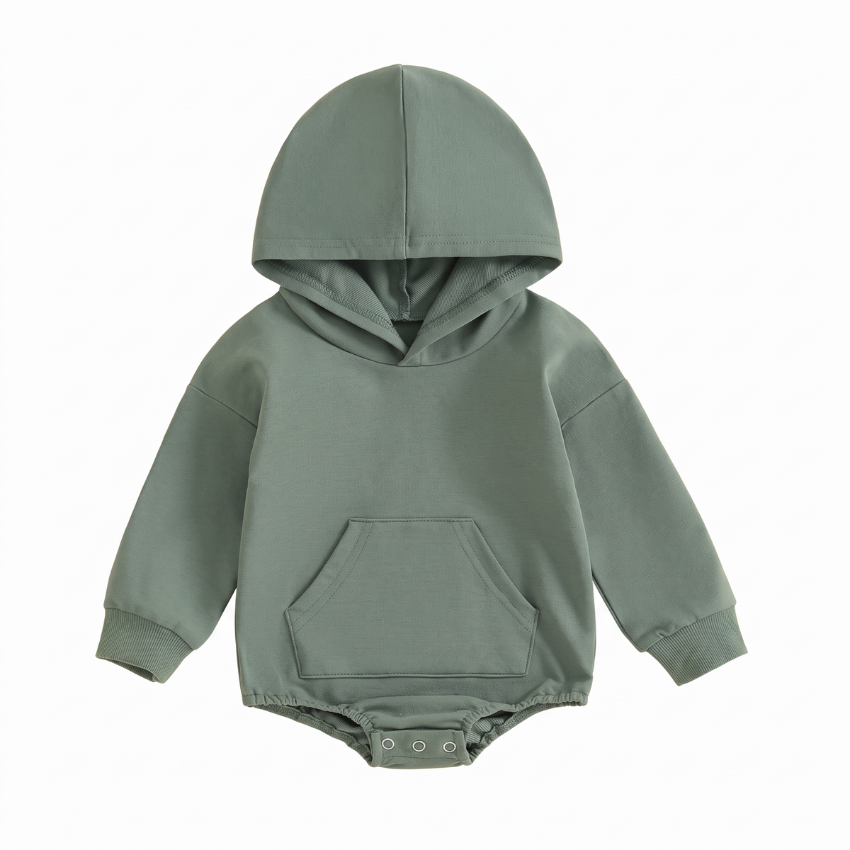 Comfortable Cosy Hooded Baby Romper with Front Pocket