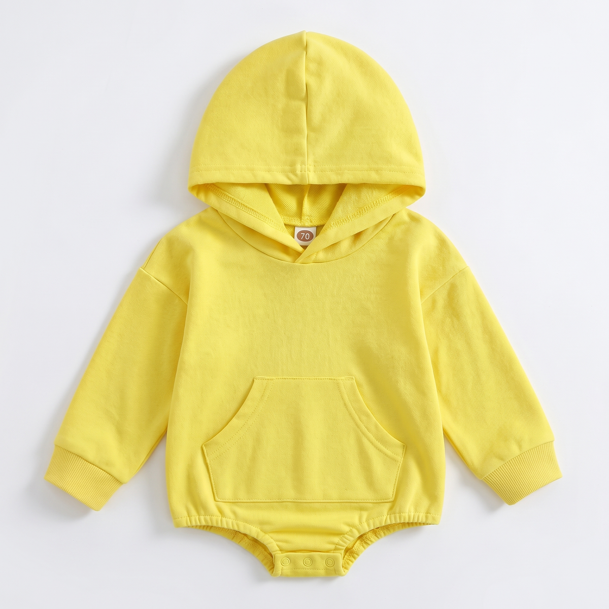 Comfortable Cosy Hooded Baby Romper with Front Pocket