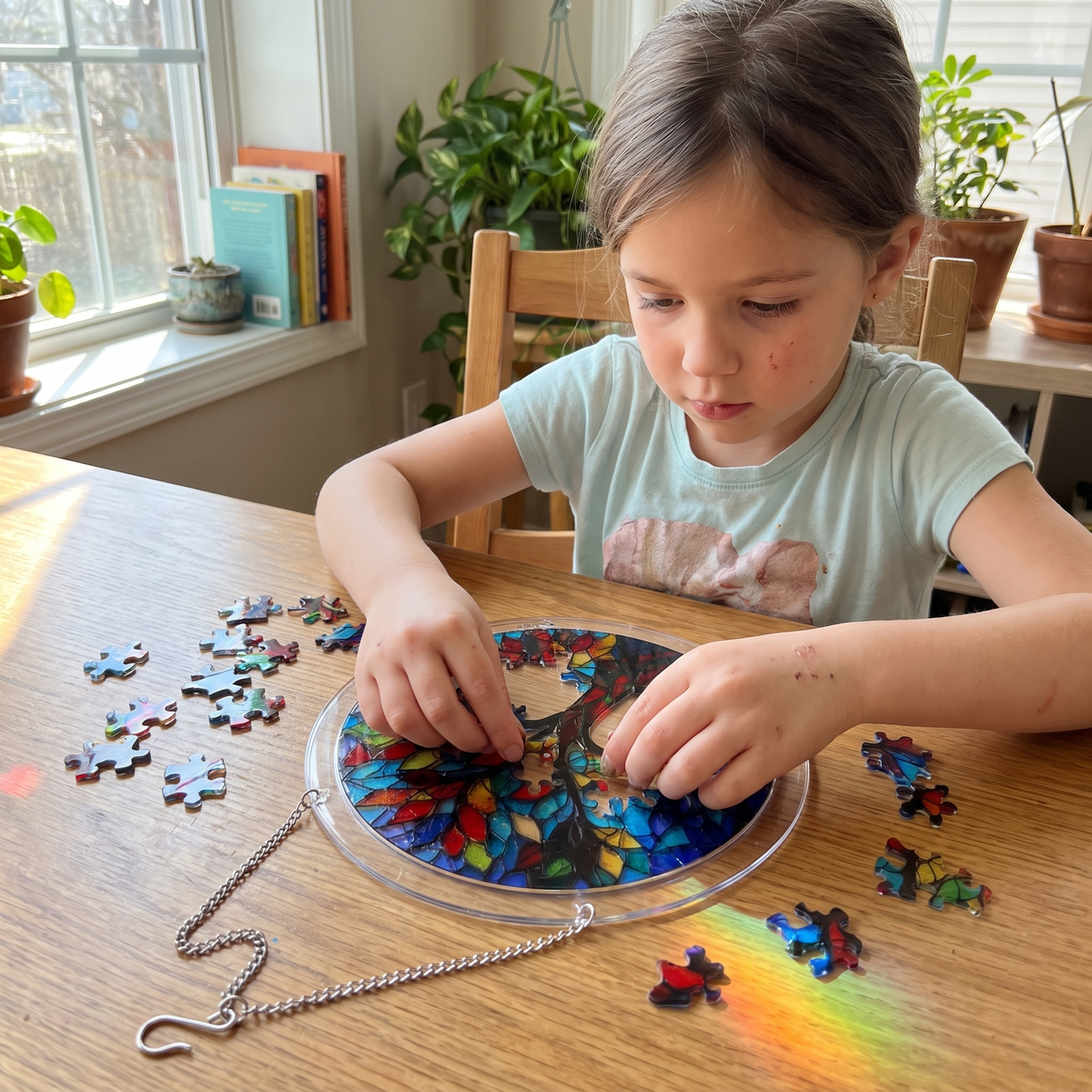 Interactive Stained Glass Suncatcher Puzzle for Windows