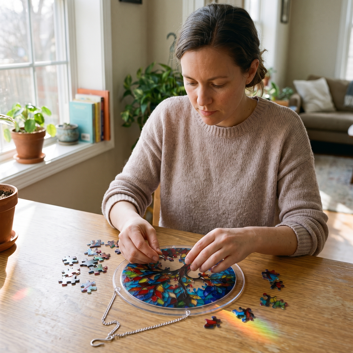 Interactive Stained Glass Suncatcher Puzzle for Windows