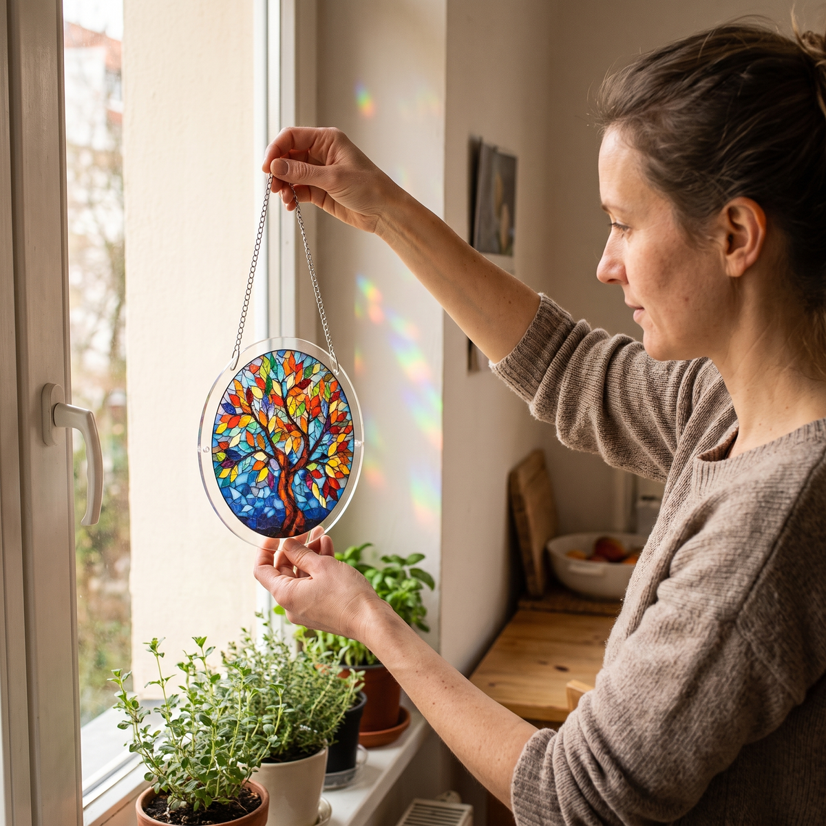 Interactive Stained Glass Suncatcher Puzzle for Windows
