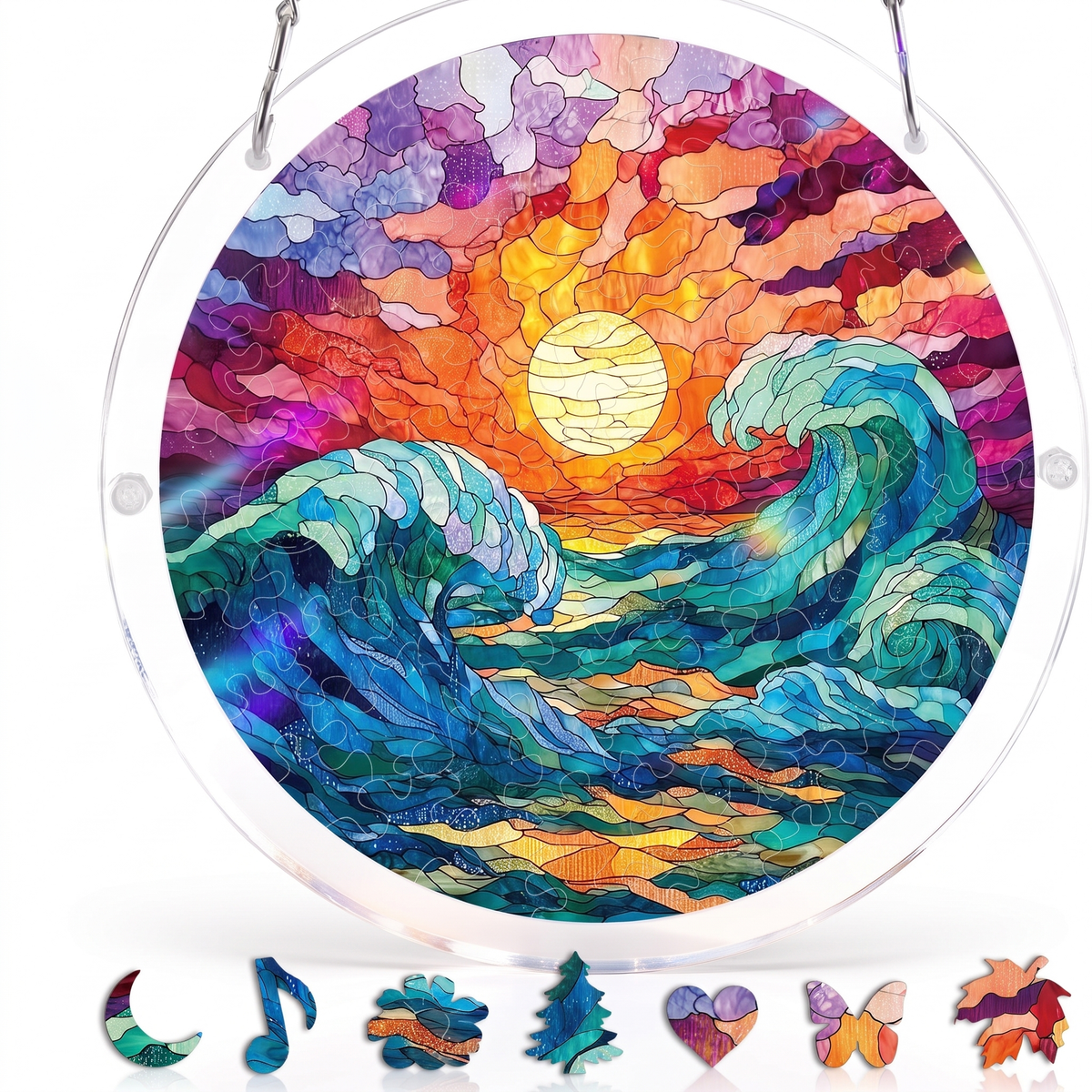 Interactive Stained Glass Suncatcher Puzzle for Windows