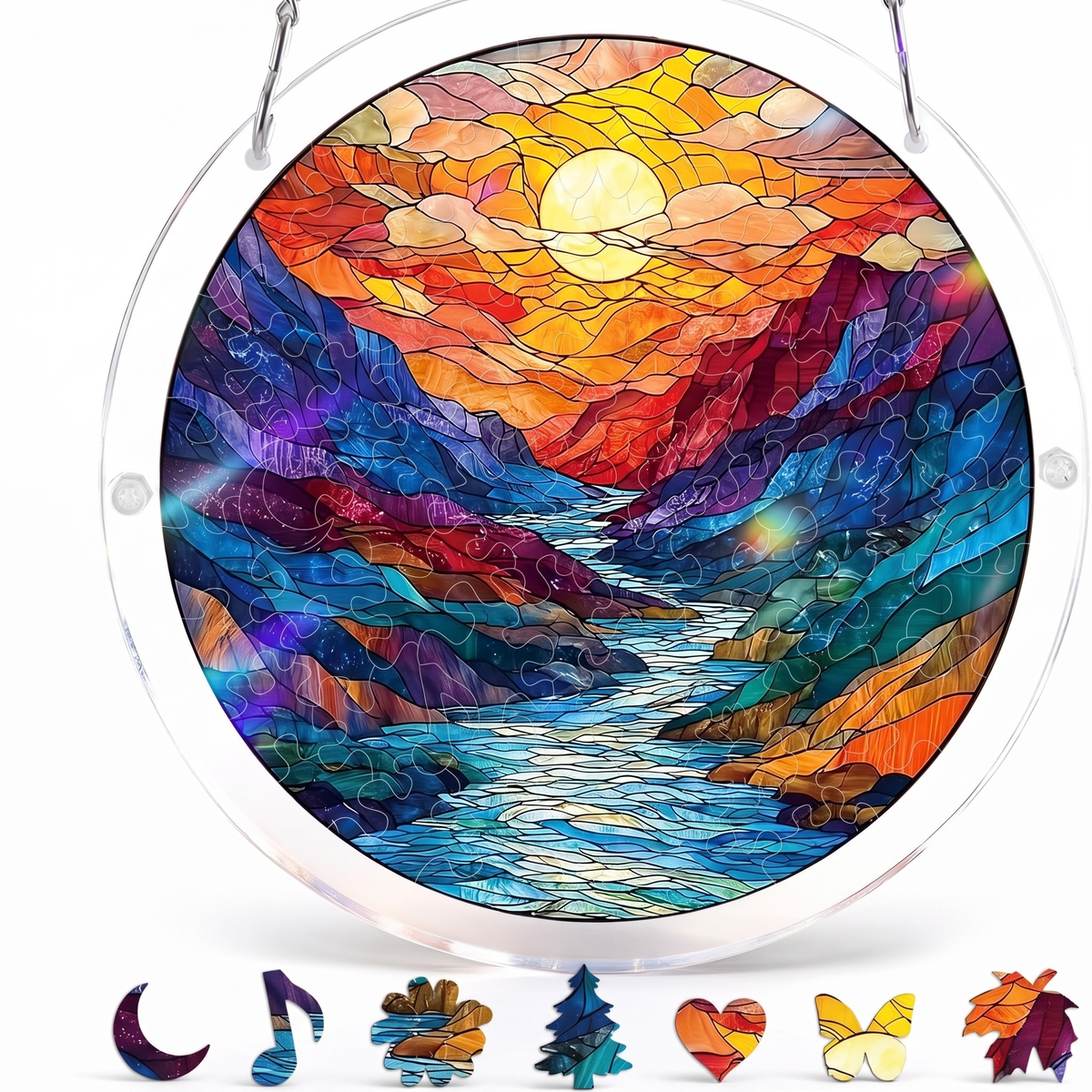 Interactive Stained Glass Suncatcher Puzzle for Windows