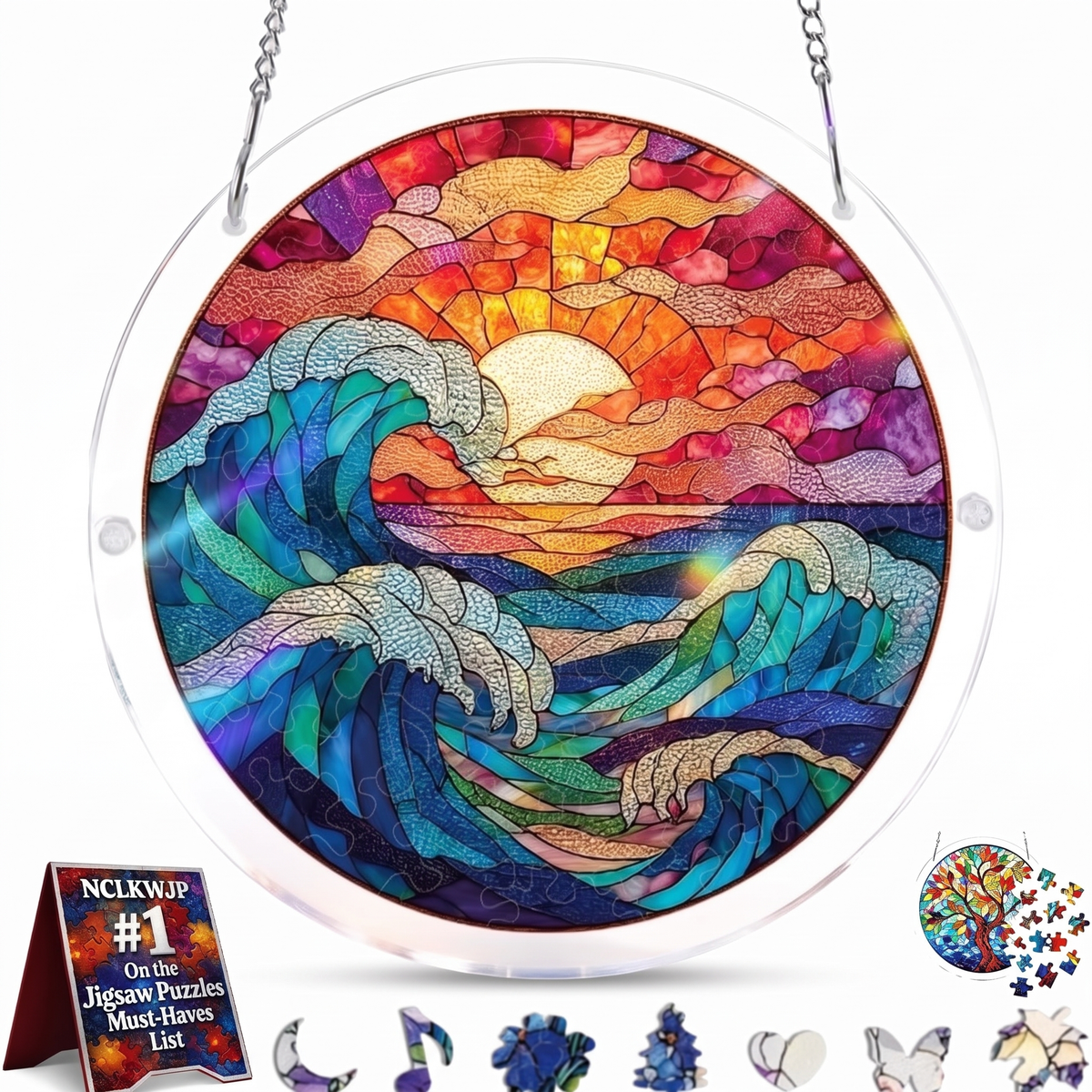 Interactive Stained Glass Suncatcher Puzzle for Windows