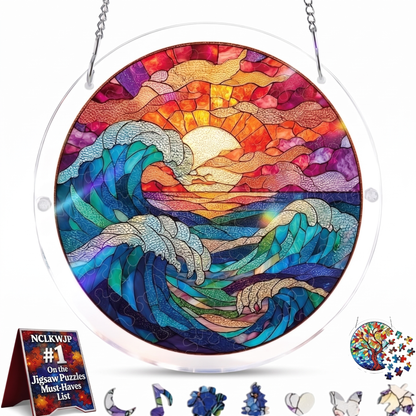 Interactive Stained Glass Suncatcher Puzzle for Windows
