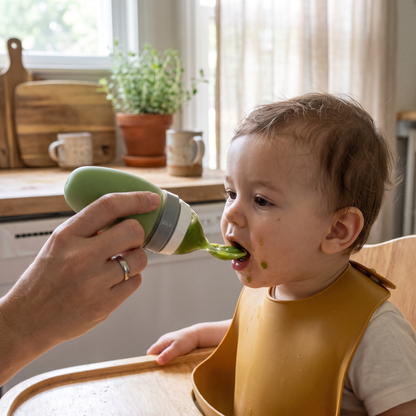 Silicone Baby Squeeze Feeding Spoons (2 Piece Set) for Everyday Baby Care