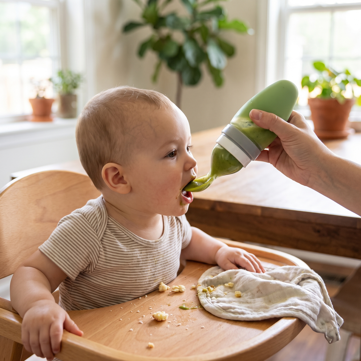 Silicone Baby Squeeze Feeding Spoons (2 Piece Set) for Everyday Baby Care