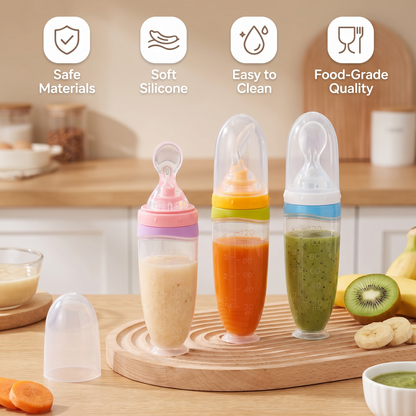 Silicone Baby Squeeze Feeding Spoons (2 Piece Set) for Everyday Baby Care