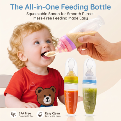 Silicone Baby Squeeze Feeding Spoons (2 Piece Set) for Everyday Baby Care