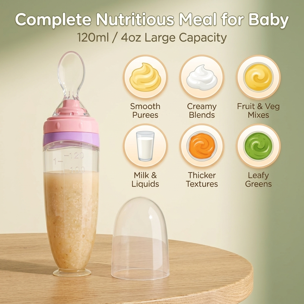 Silicone Baby Squeeze Feeding Spoons (2 Piece Set) for Everyday Baby Care