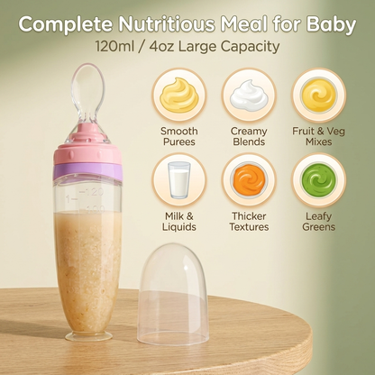 Silicone Baby Squeeze Feeding Spoons (2 Piece Set) for Everyday Baby Care