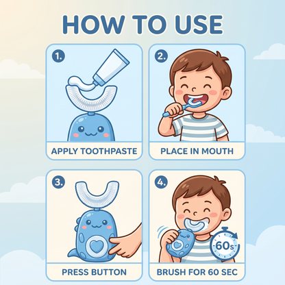 Kids Electric Toothbrush & U Shaped Silicone Brush