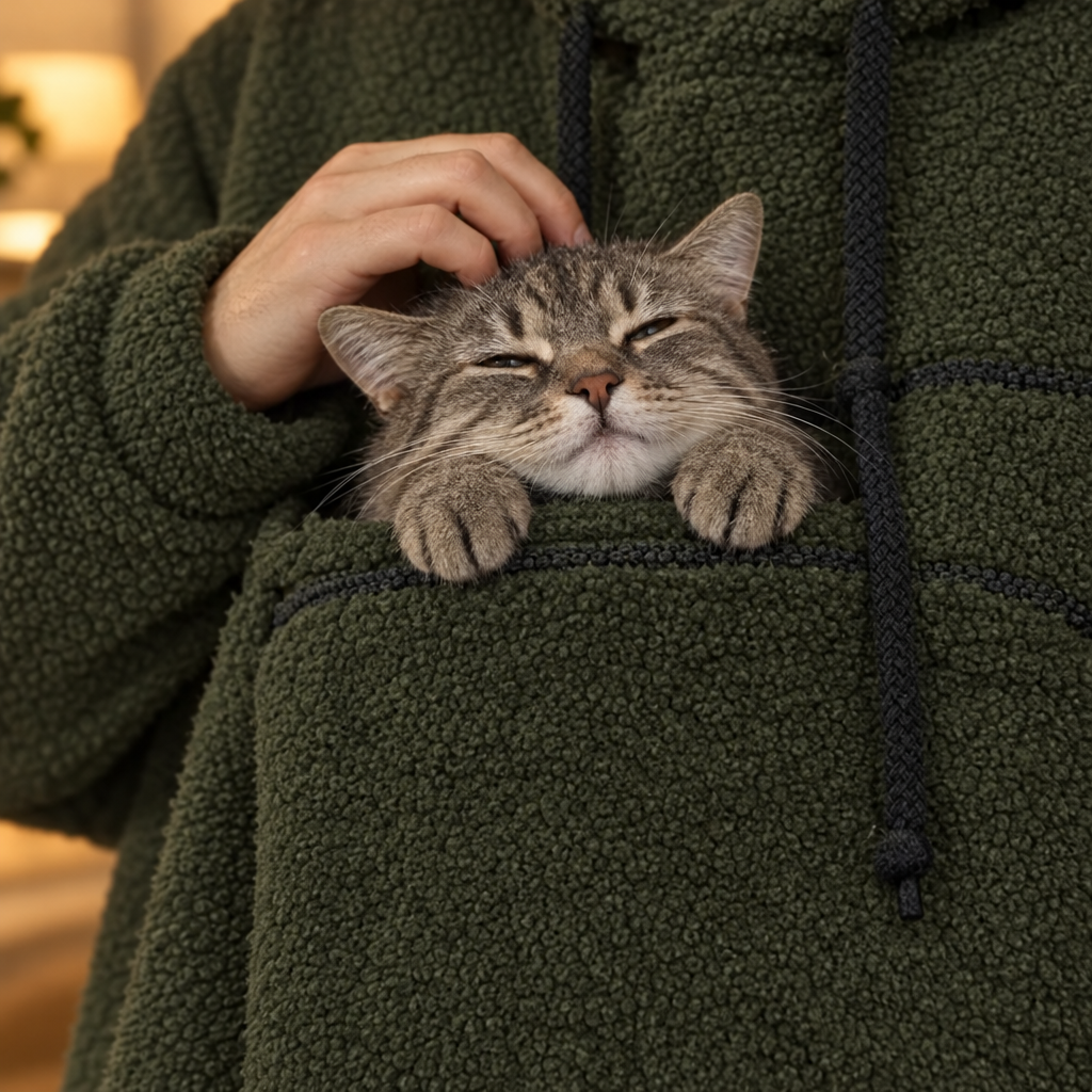 Pet Carrier Hoodie with Front Pouch - Cat & Small Dog Carrier Sweatshirt for Women & Men, Hands-Free Cuddle Hoodie, S-3XL